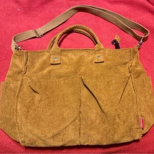 Stylish Tan Corduroy Shoulder Bag